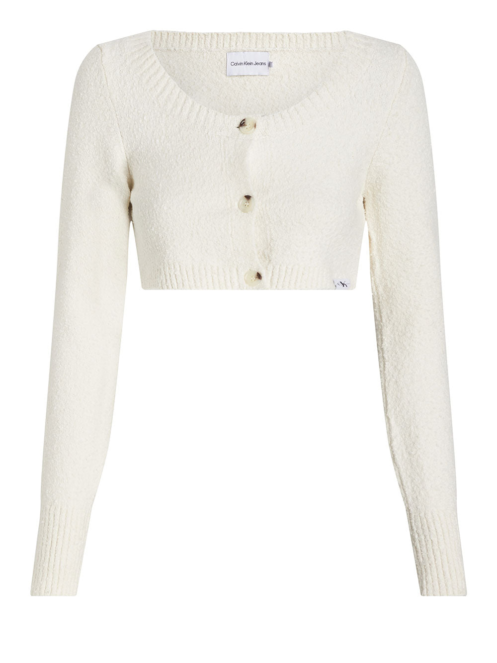 Calvin Klein Calvin Klein Cropped Boucle Cardigan for Women - Ivory ...